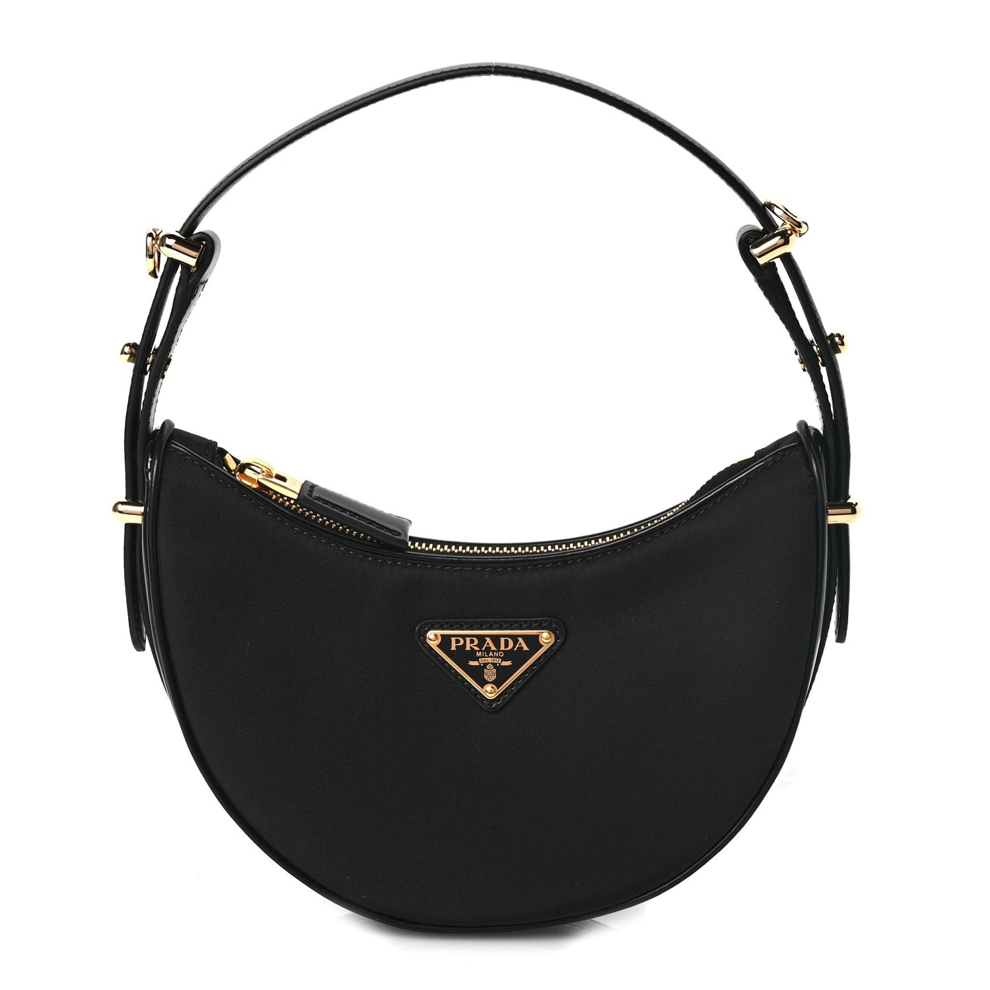 Prada Re-Nylon Spazzolato Mini Arque Shoulder Bag Black
