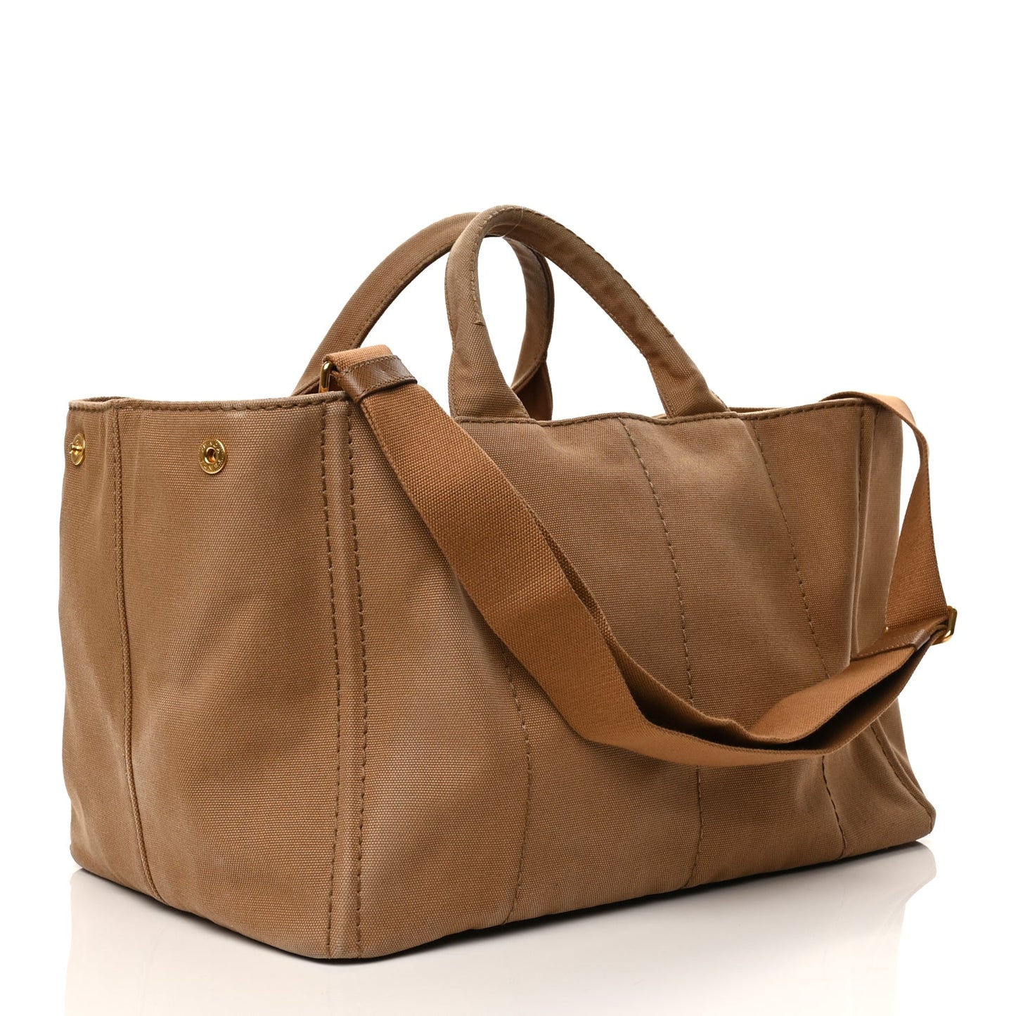Prada Canapa Large Logo Tote Tabacco