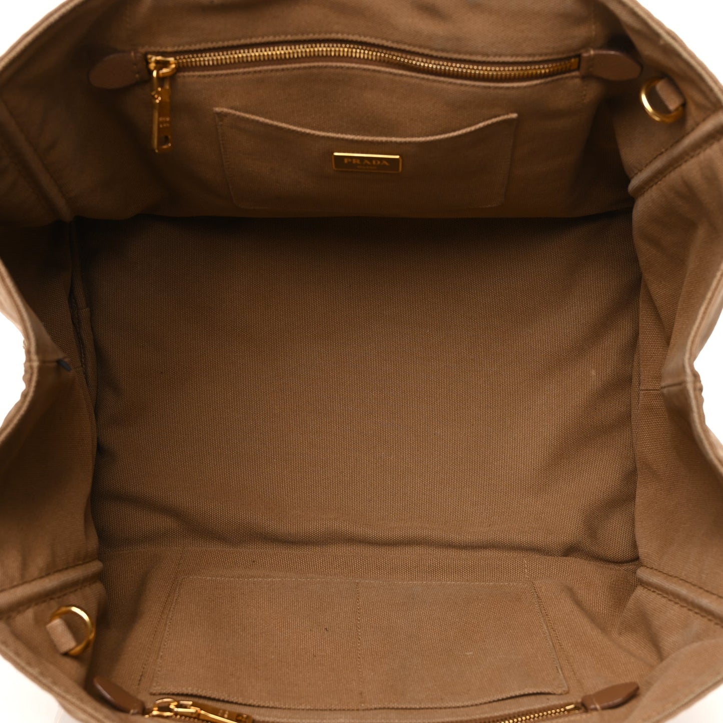 Prada Canapa Large Logo Tote Tabacco