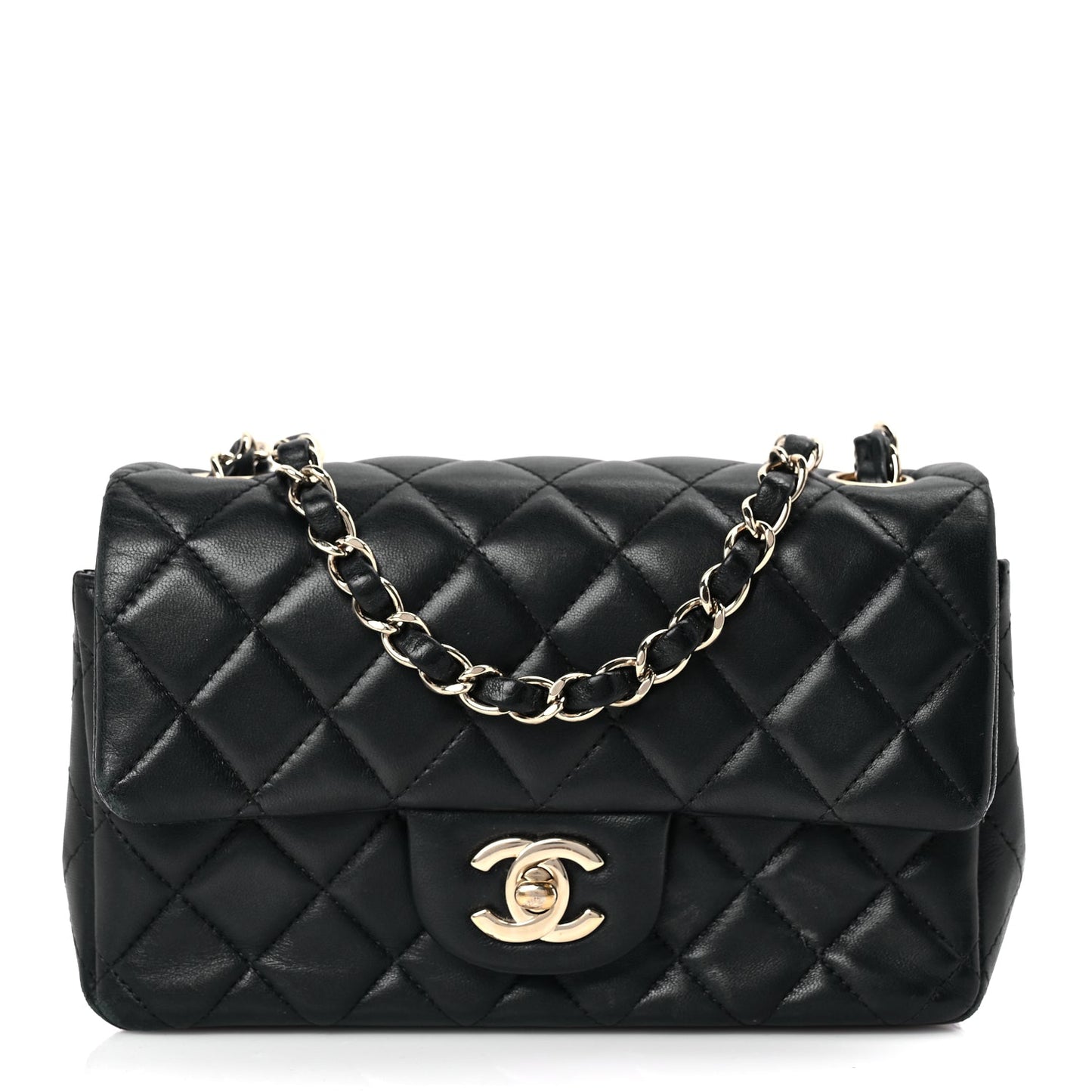 Chanel Lambskin Quilted Mini Rectangular Flap Black