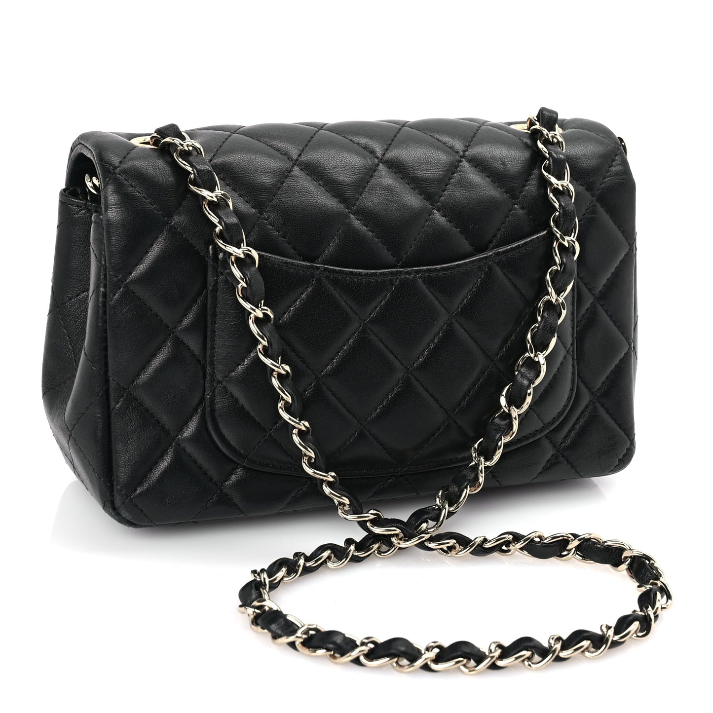 Chanel Lambskin Quilted Mini Rectangular Flap Black
