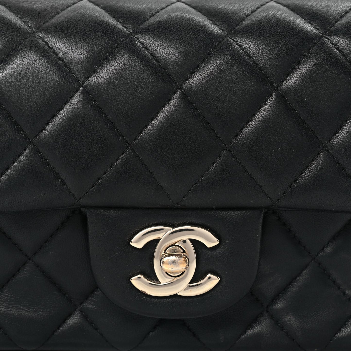 Chanel Lambskin Quilted Mini Rectangular Flap Black
