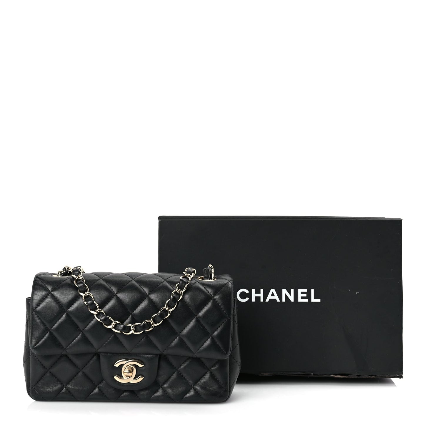 Chanel Lambskin Quilted Mini Rectangular Flap Black