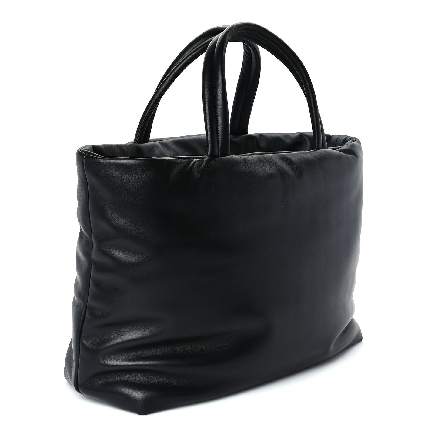 Saint Laurent Lambskin Wide Puffer Tote Black