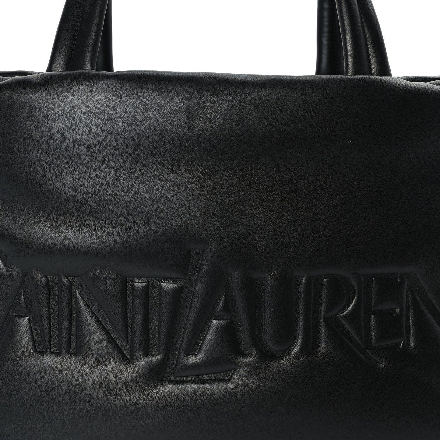 Saint Laurent Lambskin Wide Puffer Tote Black