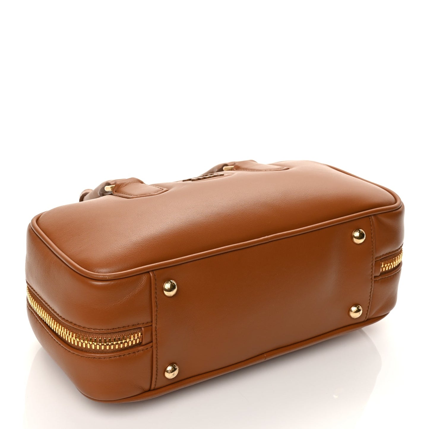 Miu Miu Calfskin Large Arcadie Top Handle Bag Cognac Cognac