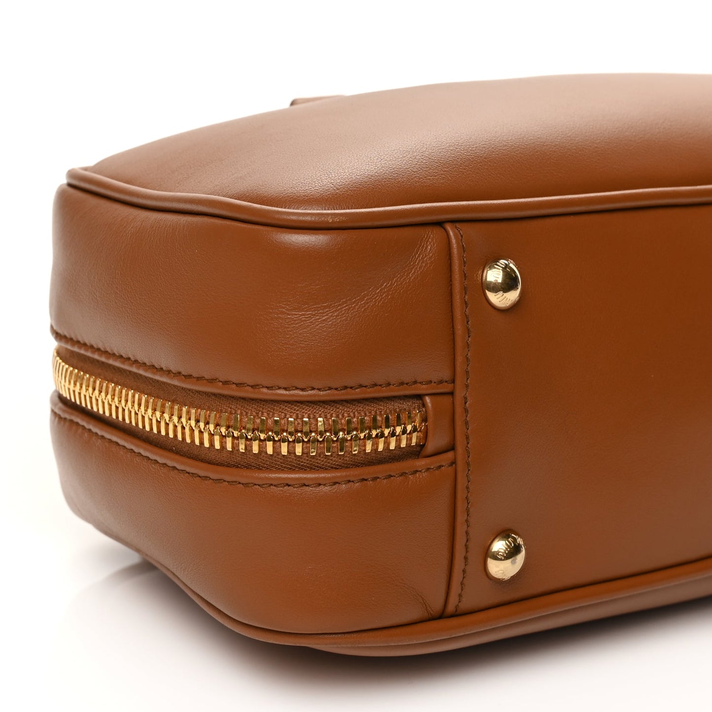 Miu Miu Calfskin Large Arcadie Top Handle Bag Cognac Cognac