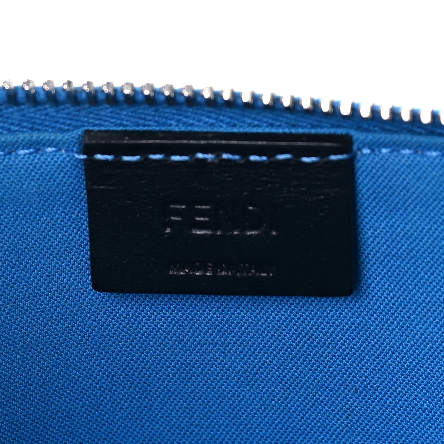 Fendi Vitello Elite Crystal Eye Monster Zip Pouch Royal Blue Papavero Multicolor