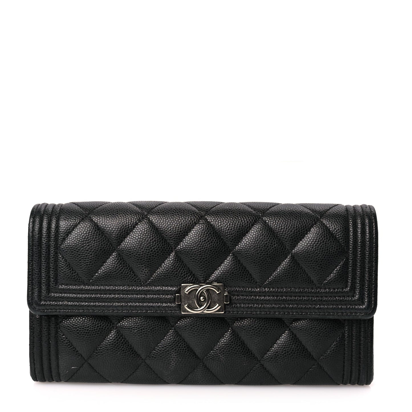 Chanel Caviar Quilted Long Boy Flap Wallet Black