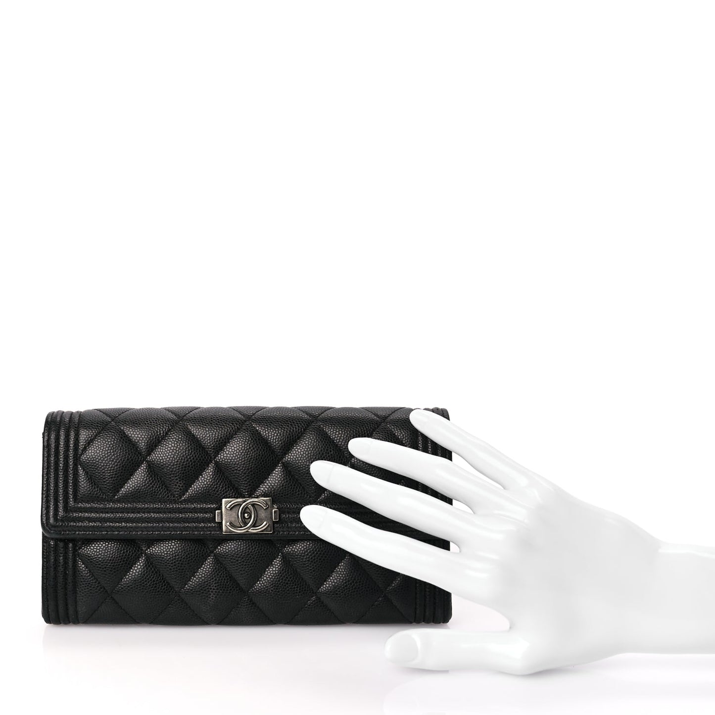 Chanel Caviar Quilted Long Boy Flap Wallet Black