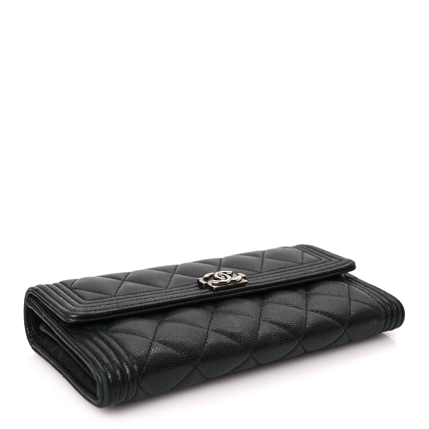 Chanel Caviar Quilted Long Boy Flap Wallet Black