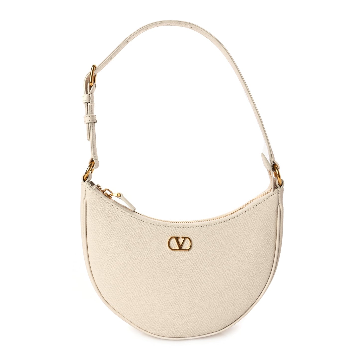 Valentino Grainy Calfskin Mini Vlogo Signature Hobo Bag Light Ivory