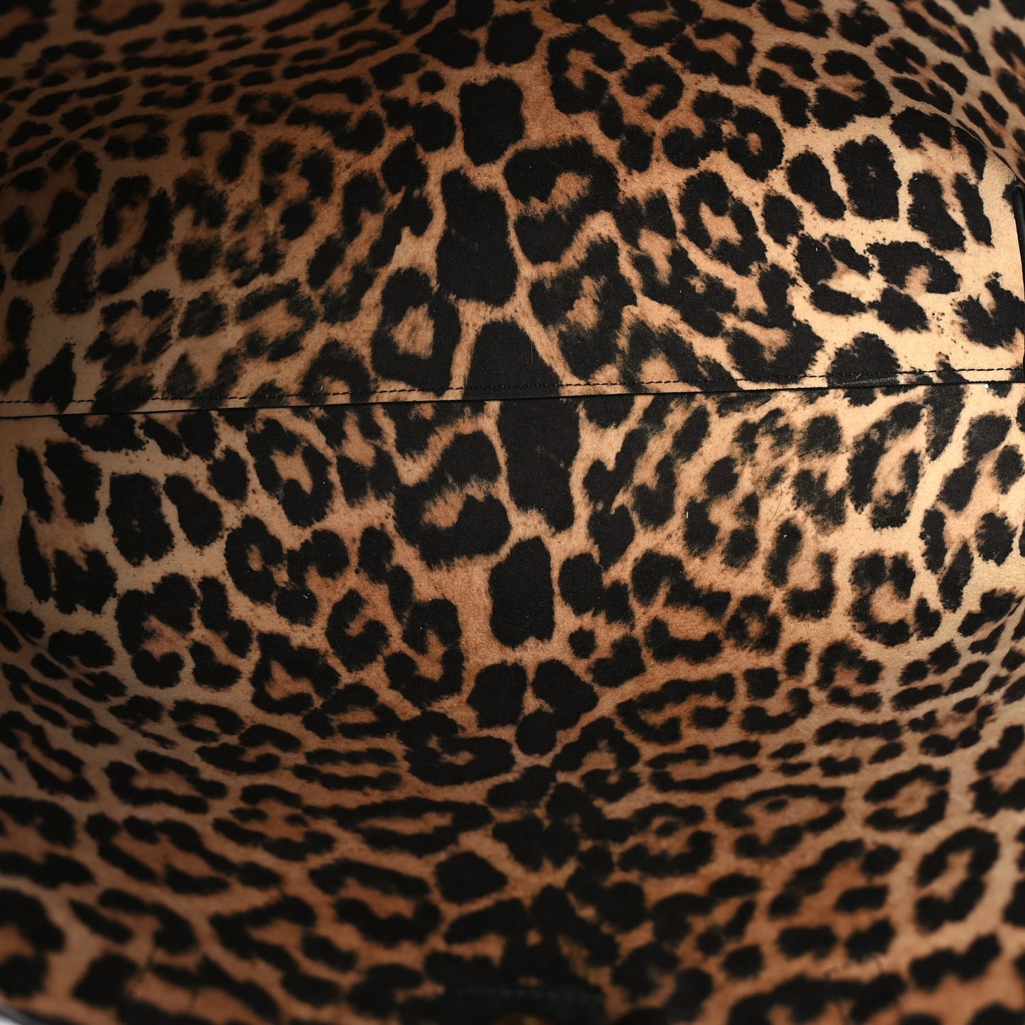 Saint Laurent Calfskin Large Leopard Print Shopping Tote Black