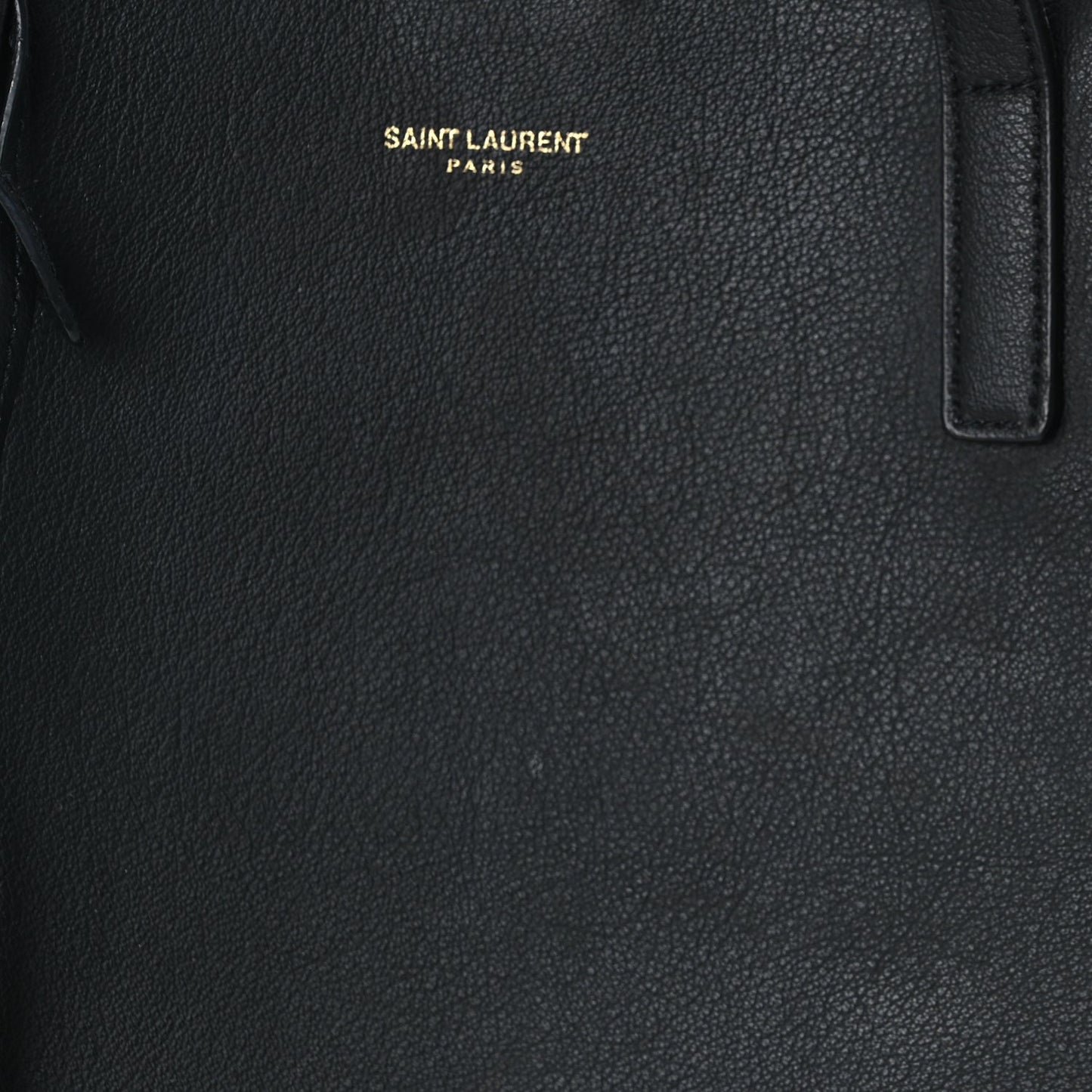 Saint Laurent Calfskin Large Leopard Print Shopping Tote Black