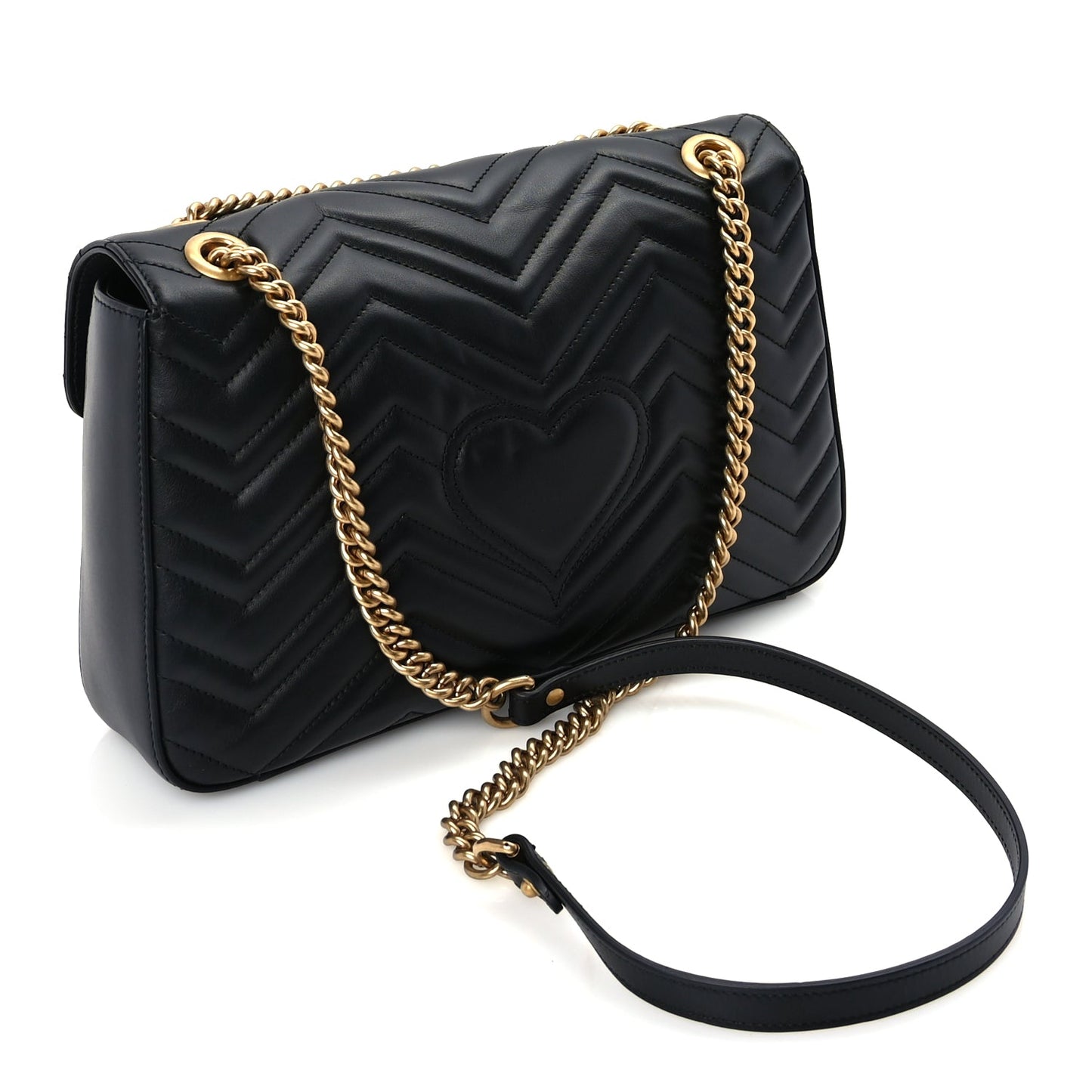 Gucci Calfskin Matelasse Animal Studs Medium GG Marmont Shoulder Bag  Black