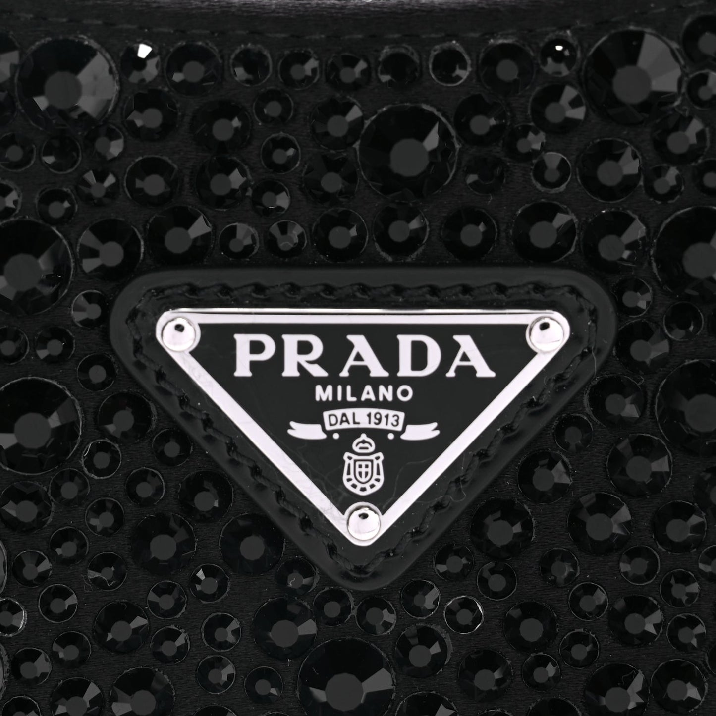 Prada Satin Crystal Cleo Adjustable Strap Shoulder Bag Black