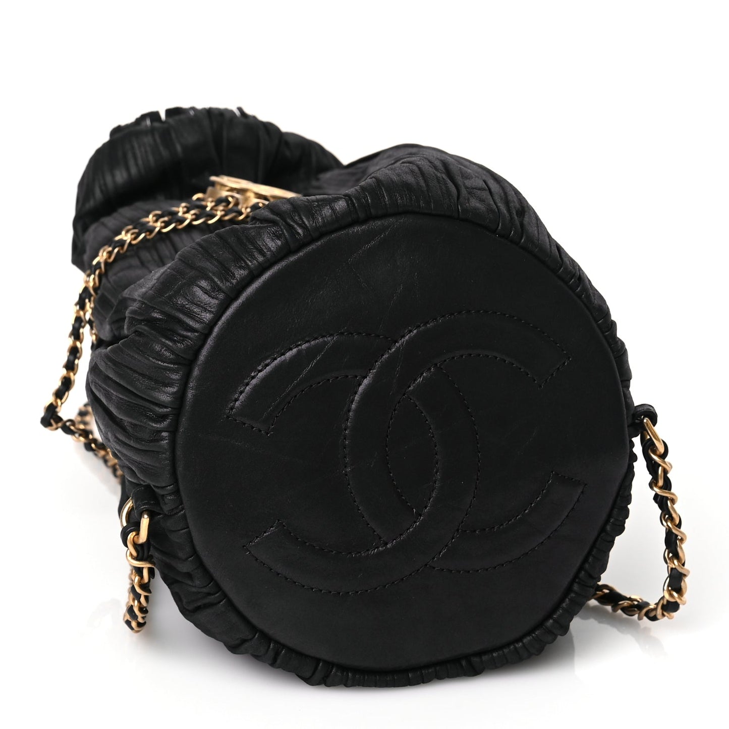 Chanel Iridescent Crumpled Calfskin Small Coco Pleats Backpack Black
