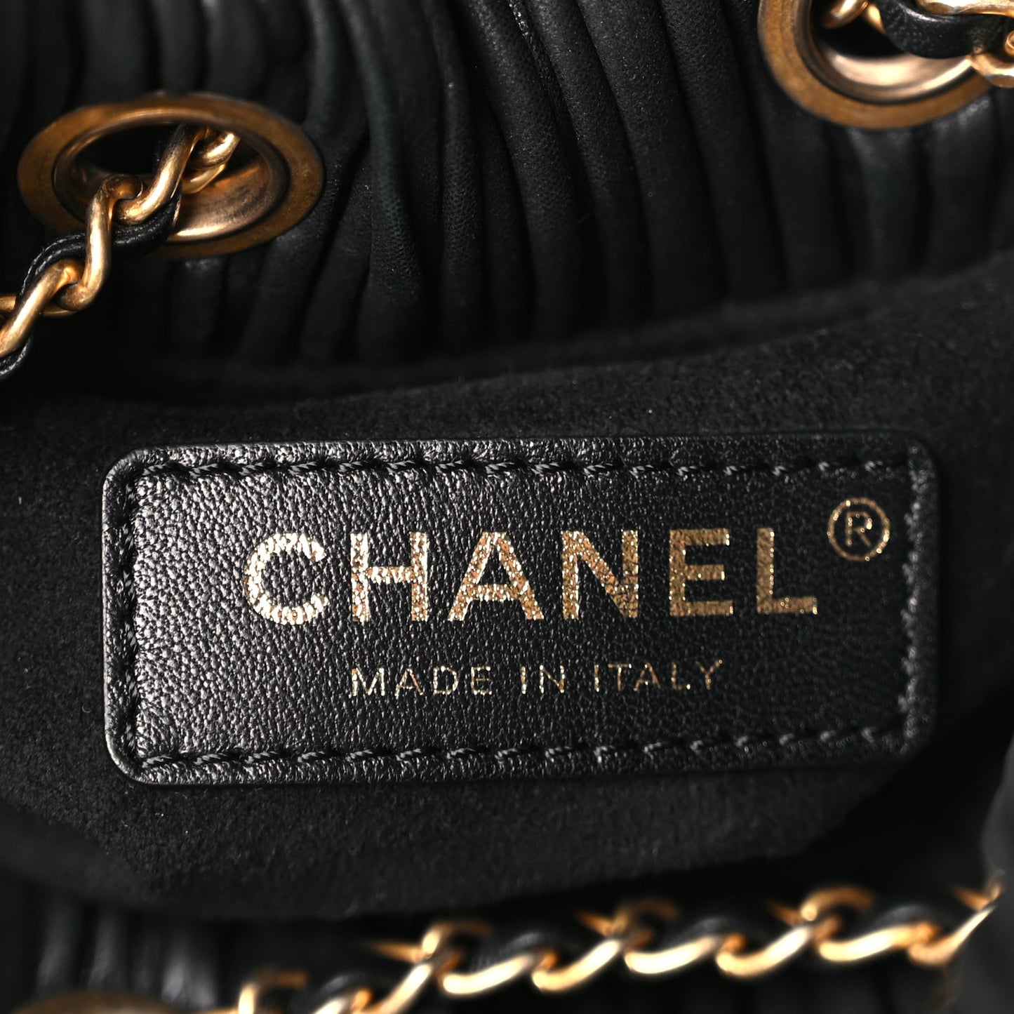 Chanel Iridescent Crumpled Calfskin Small Coco Pleats Backpack Black