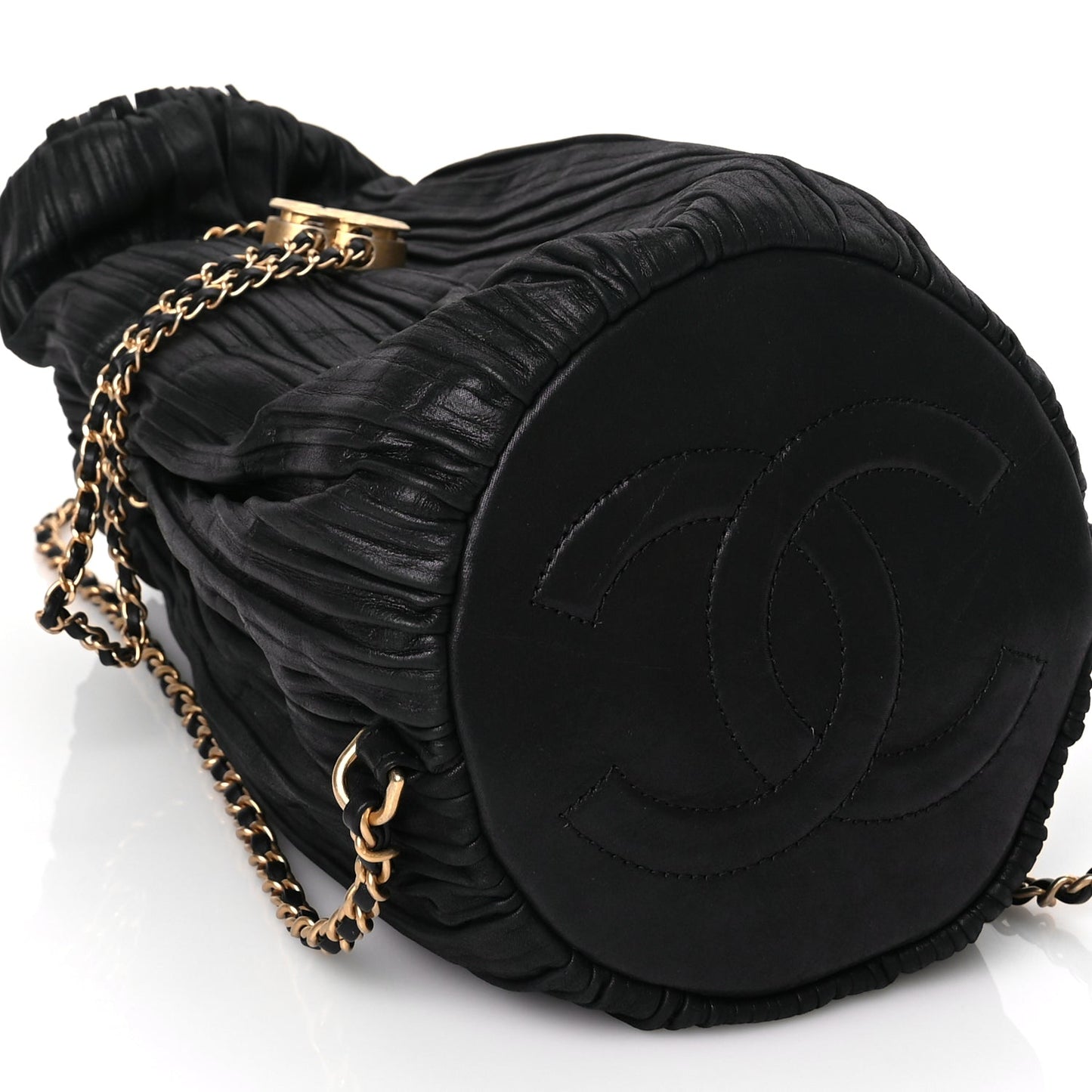 Chanel Iridescent Crumpled Calfskin Small Coco Pleats Backpack Black
