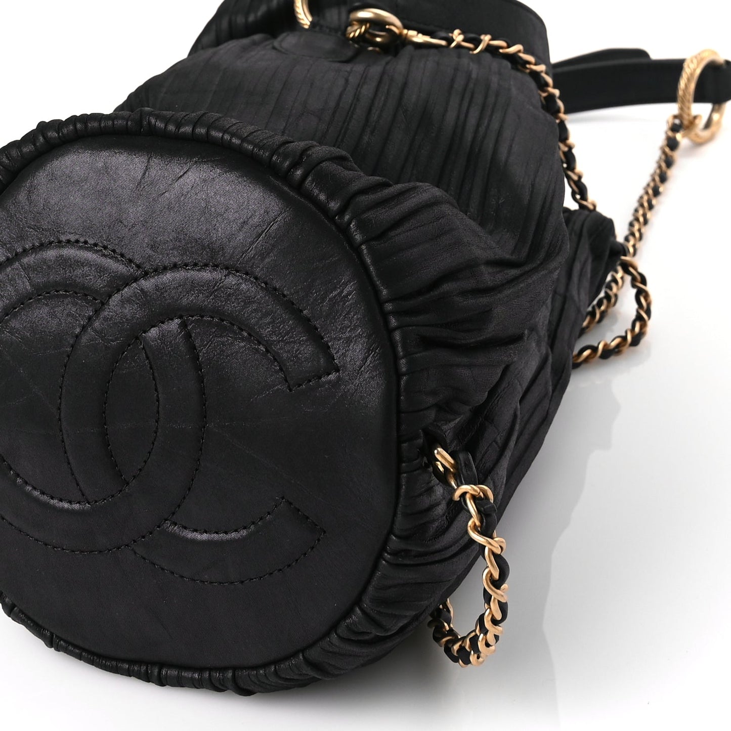 Chanel Iridescent Crumpled Calfskin Small Coco Pleats Backpack Black