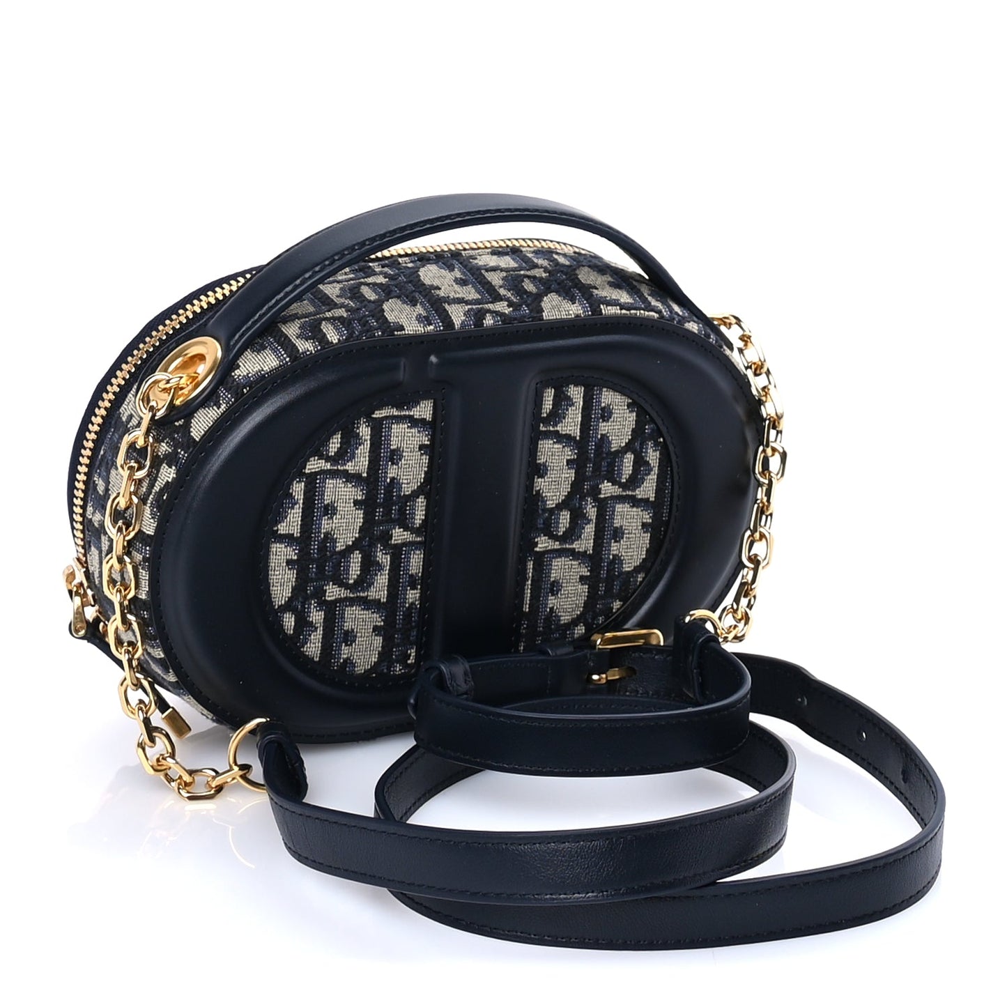 Christian Dior Oblique CD Signature Oval Crossbody Camera Bag Blue Multicolor
