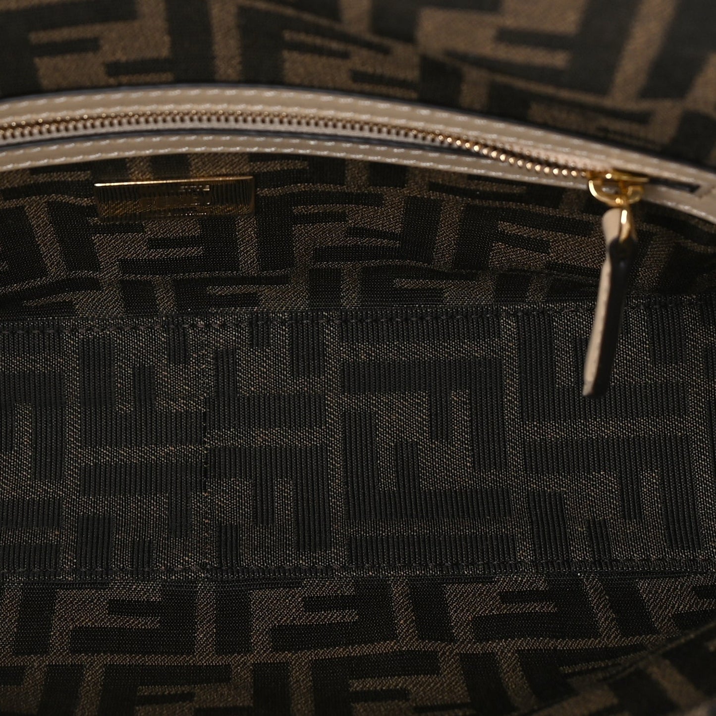 Fendi Sequin Macrame Baguette Beige Gold