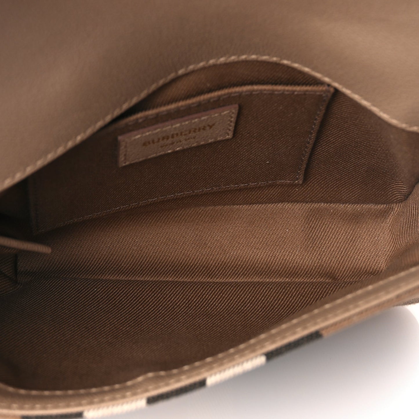 Burberry Grained Calfskin House Check Tartan Mix New Hampshire Chestnut Beige