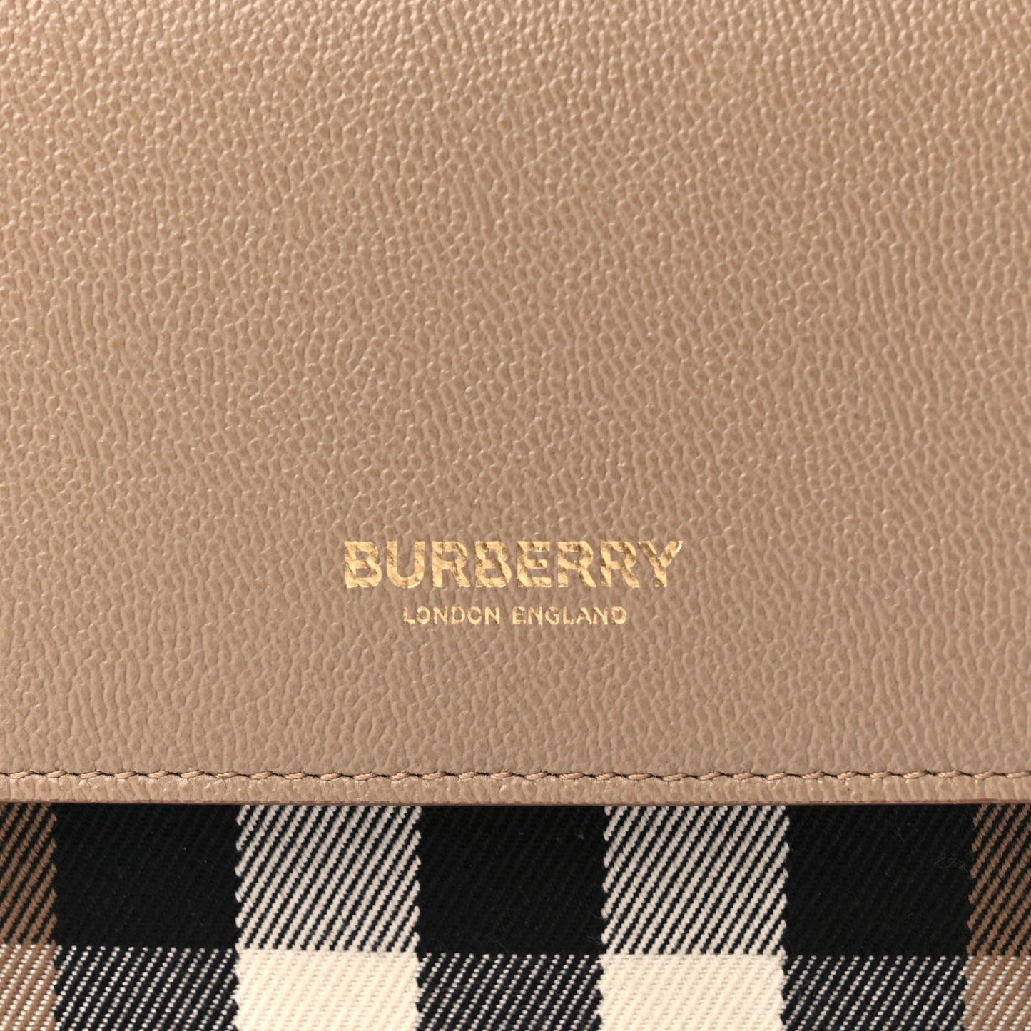 Burberry Grained Calfskin House Check Tartan Mix New Hampshire Chestnut Beige