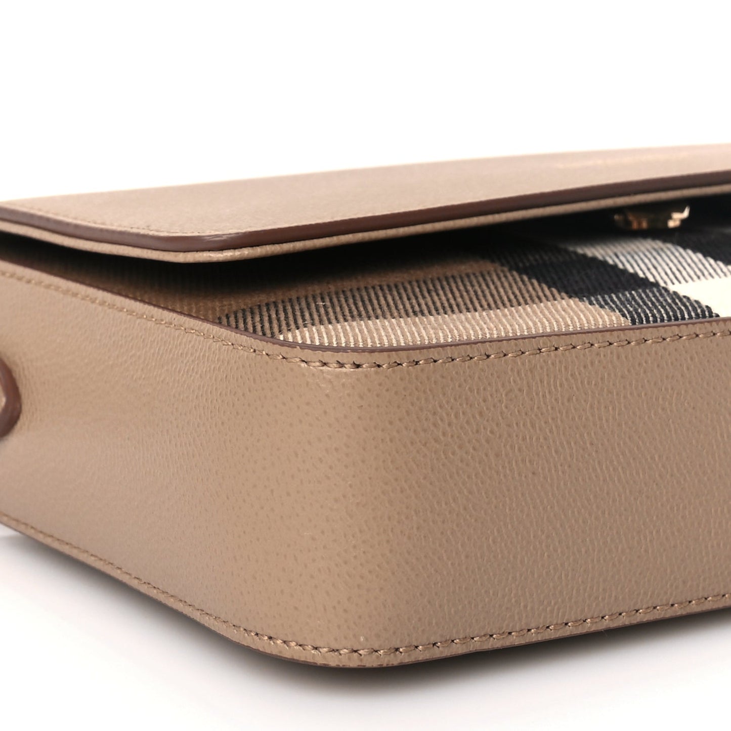 Burberry Grained Calfskin House Check Tartan Mix New Hampshire Chestnut Beige