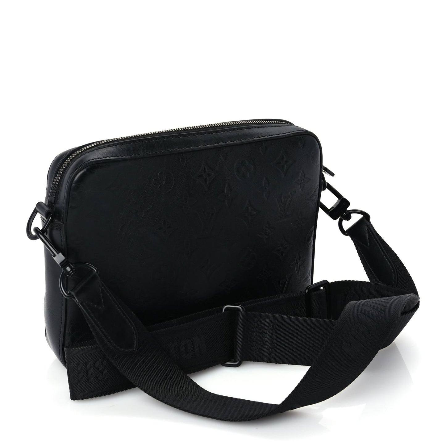 Louis Vuitton Calfskin Monogram Shadow Duo Messenger Black Black