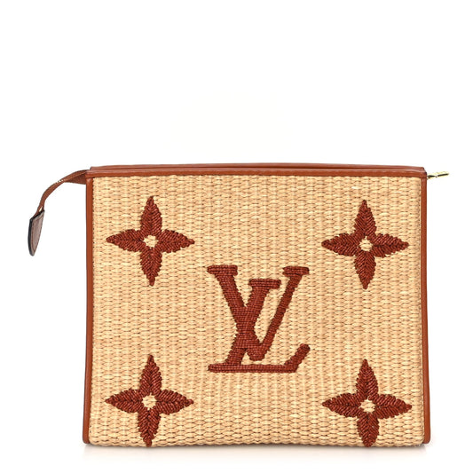 Louis Vuitton Raffia Monogram Giant Toiletry Pouch 26 Tan