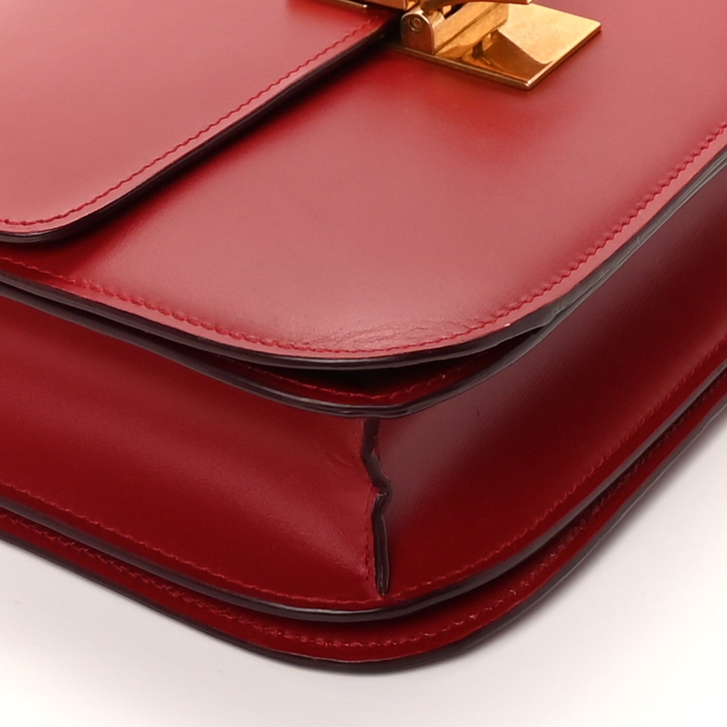 Celine Box Calfskin Medium Classic Box Flap Bag Red