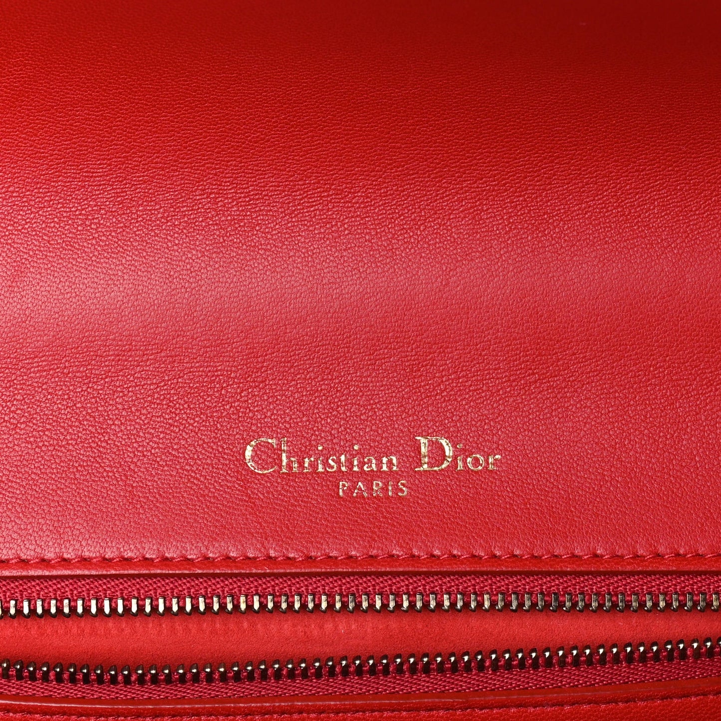 Christian Dior Calfskin Studded Medium Diorama Flap Bag Red Red