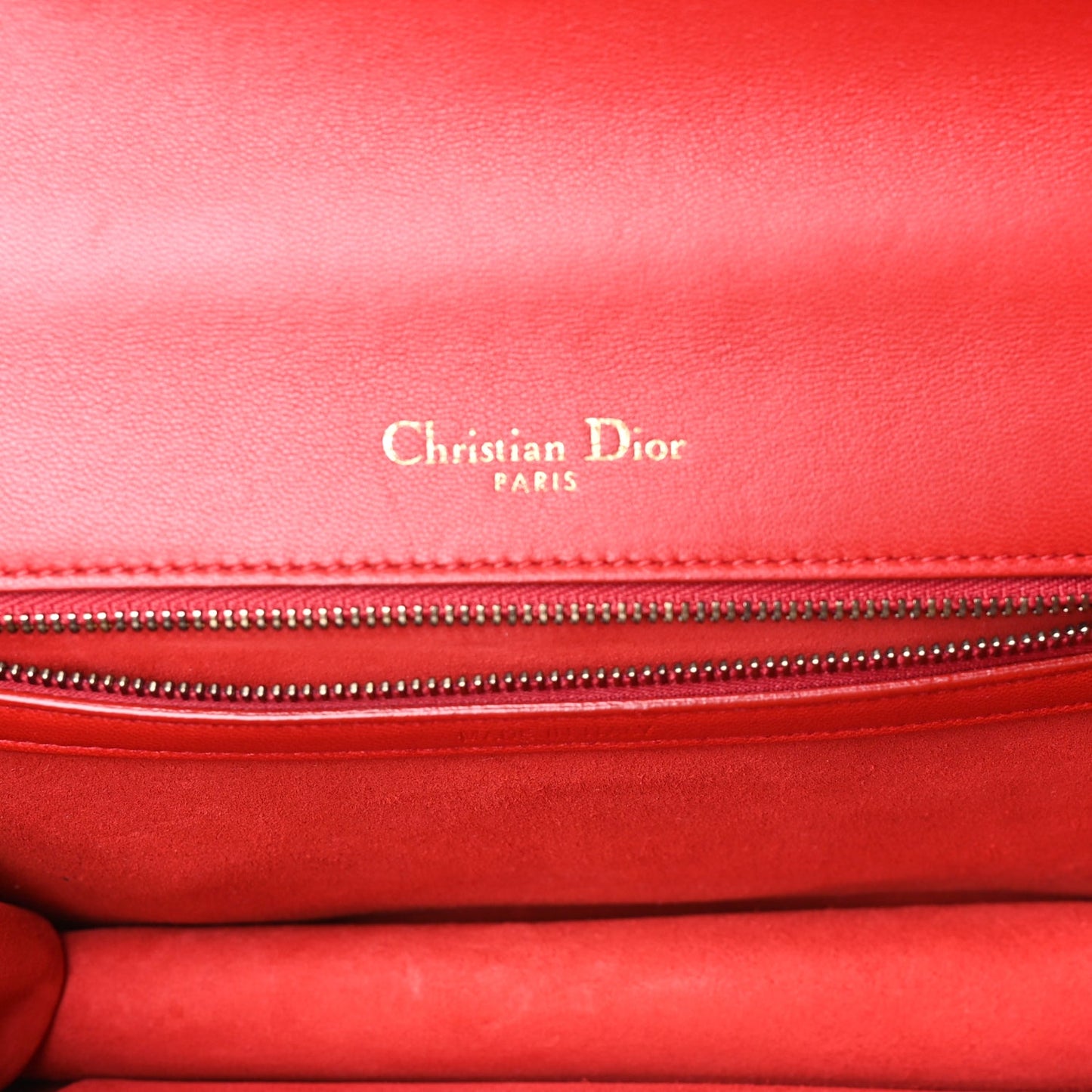 Christian Dior Calfskin Studded Medium Diorama Flap Bag Red Red