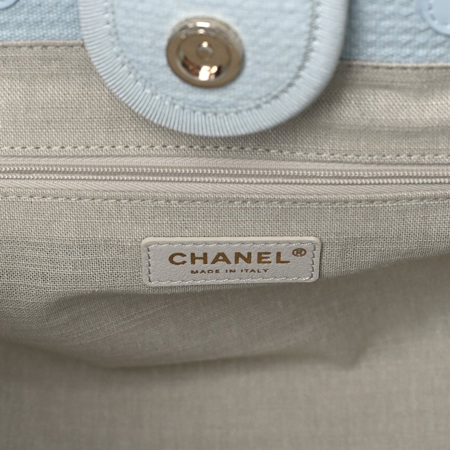 Chanel Mixed Fibers Small Deauville Tote Light Blue