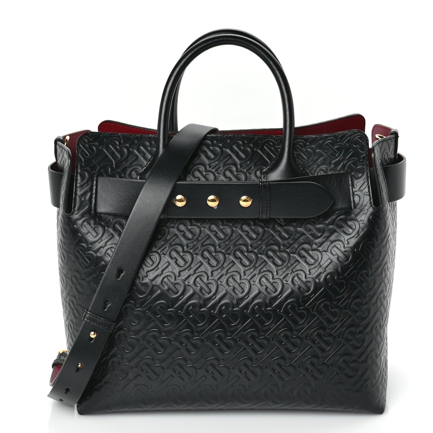 Burberry Calfskin Embossed Monogram Medium Belt Bag  Black