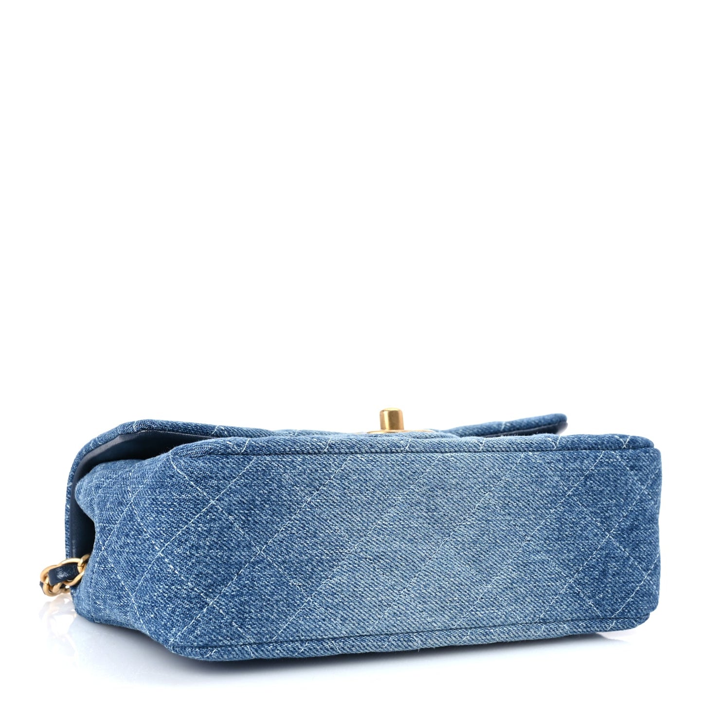 Chanel Washed Denim Quilted Mini Rectangular Flap Blue