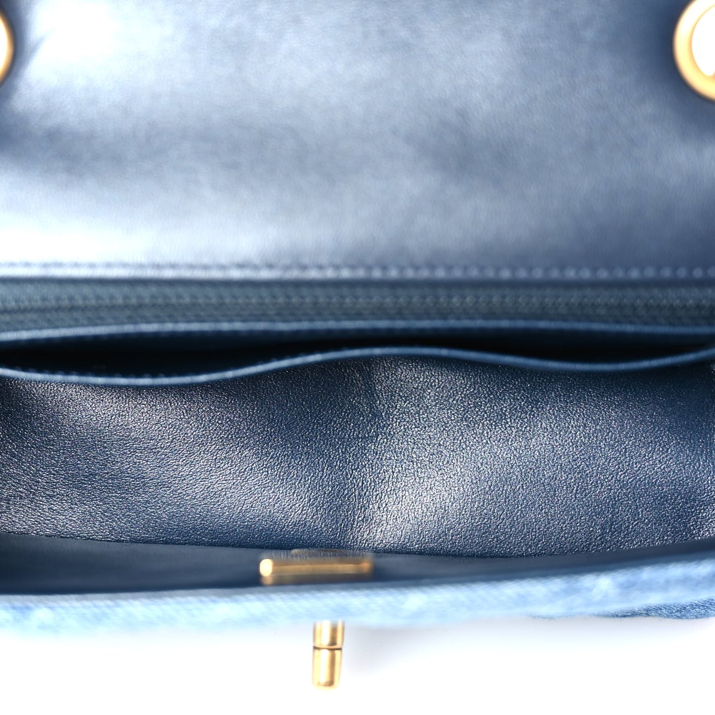 Chanel Washed Denim Quilted Mini Rectangular Flap Blue