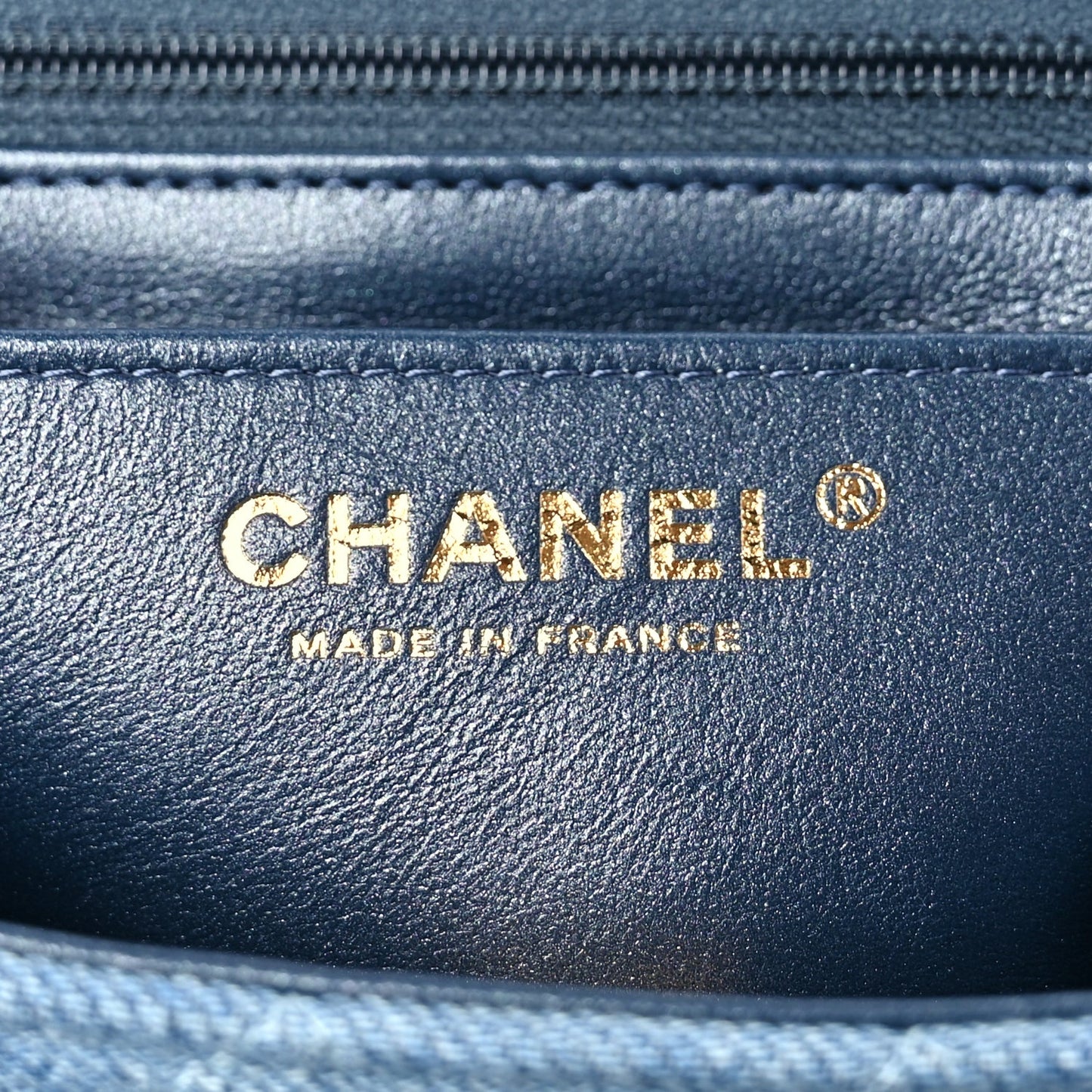 Chanel Washed Denim Quilted Mini Rectangular Flap Blue