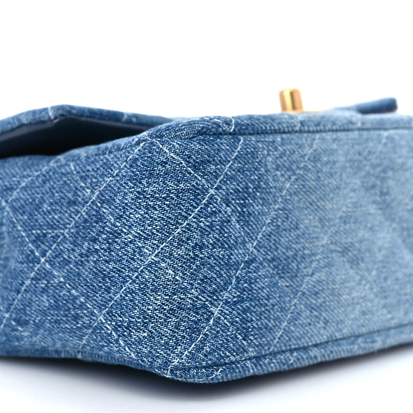 Chanel Washed Denim Quilted Mini Rectangular Flap Blue