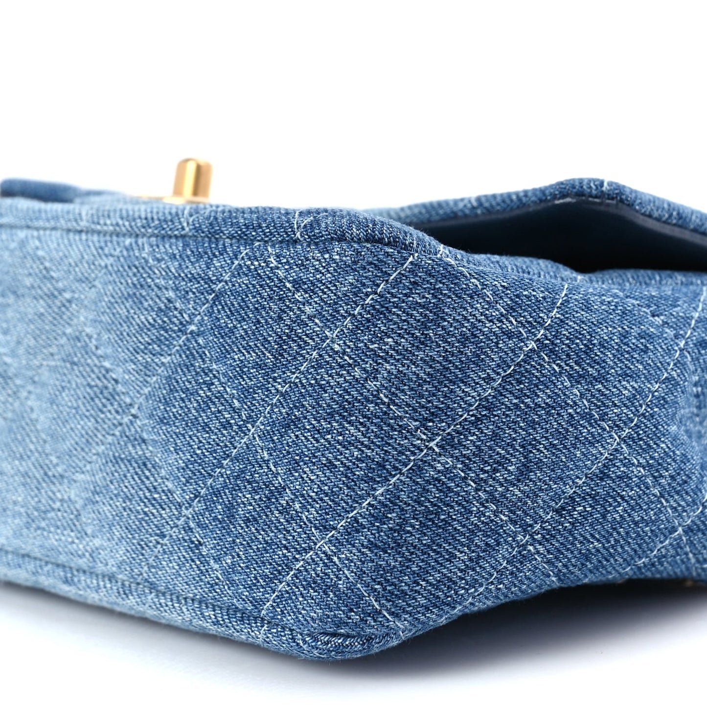 Chanel Washed Denim Quilted Mini Rectangular Flap Blue