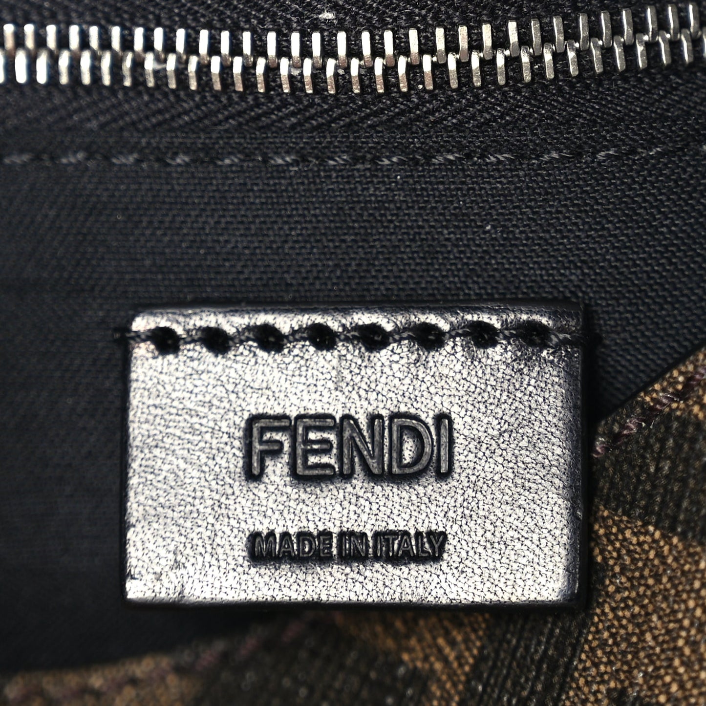 Fendi Glazed Fabric Cotton Vitello King Aura FF 1974 Baguette Belt Pouch Tobacco Moro Sand Black