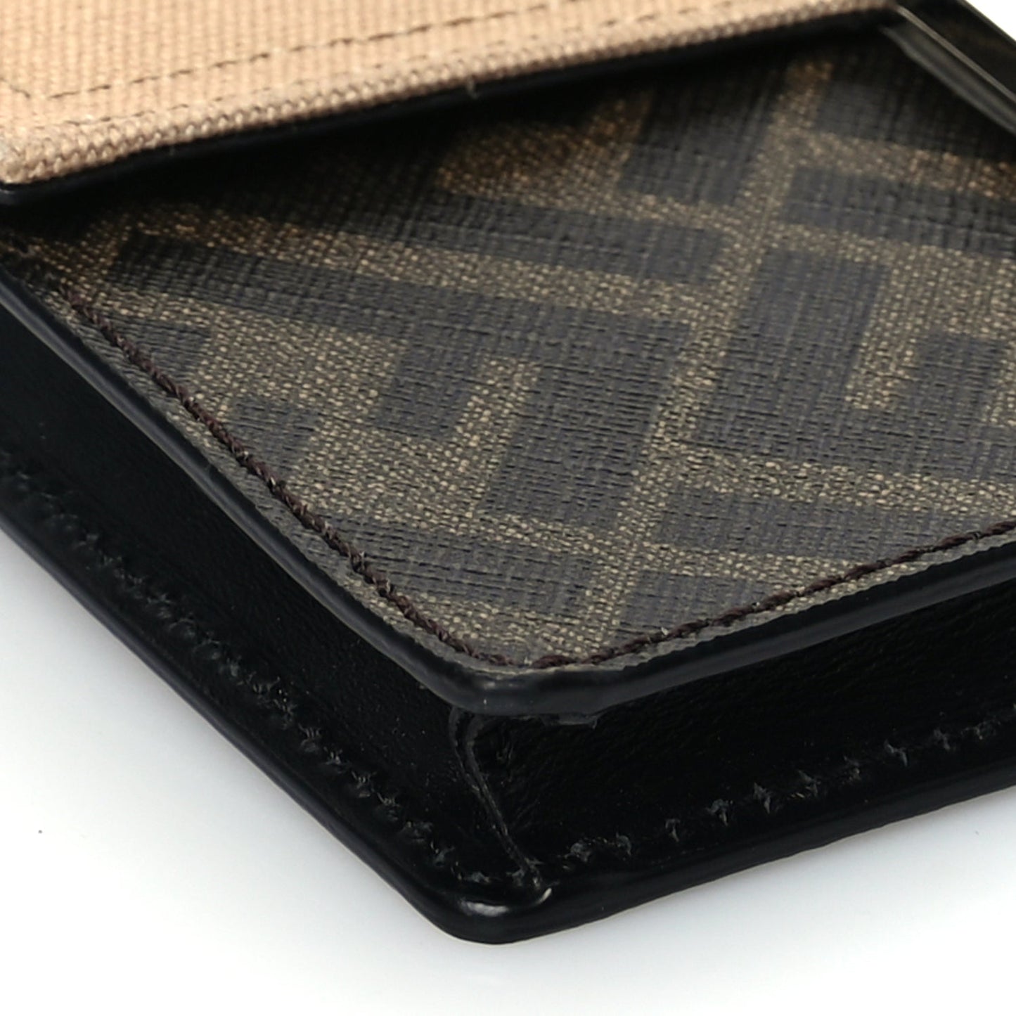 Fendi Glazed Fabric Cotton Vitello King Aura FF 1974 Baguette Belt Pouch Tobacco Moro Sand Black