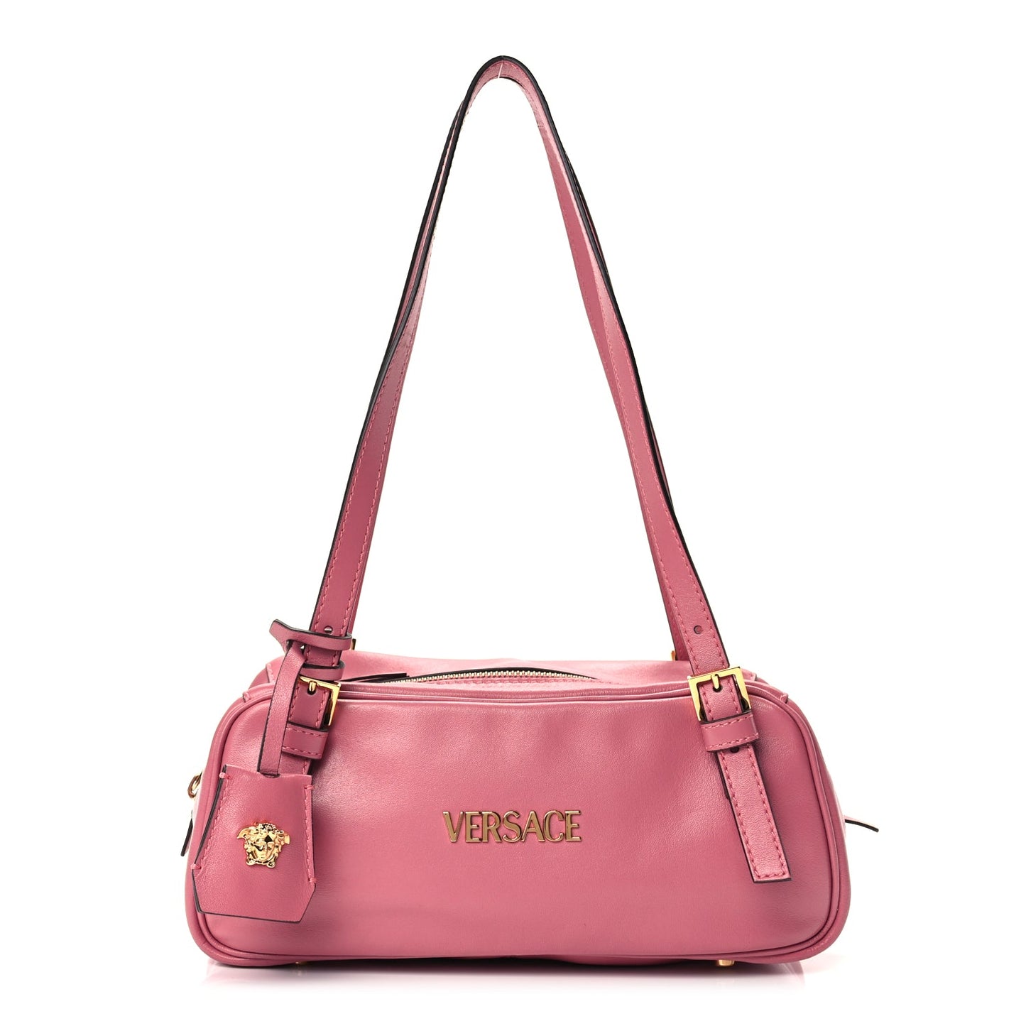 Versace Lambskin Tag Bowling Bag Light Pink