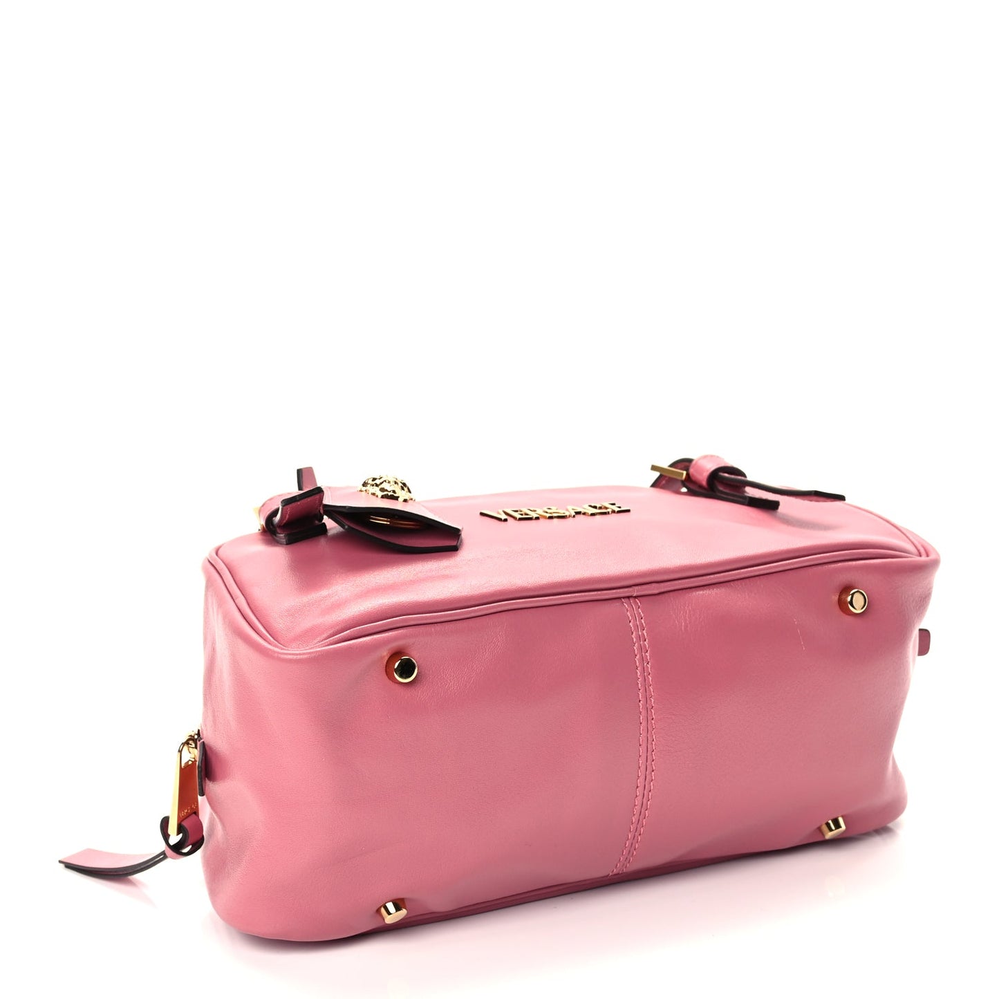 Versace Lambskin Tag Bowling Bag Light Pink