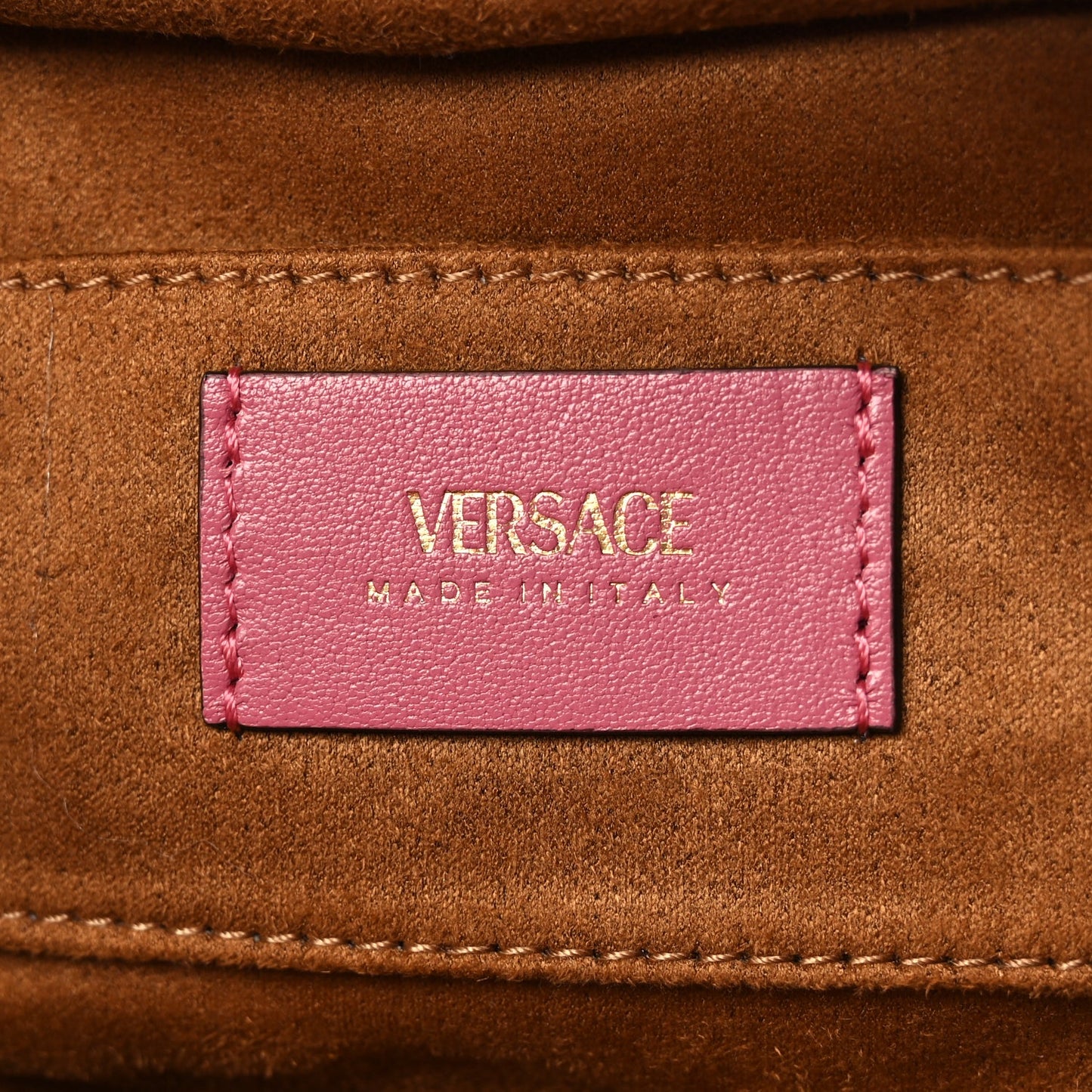 Versace Lambskin Tag Bowling Bag Light Pink