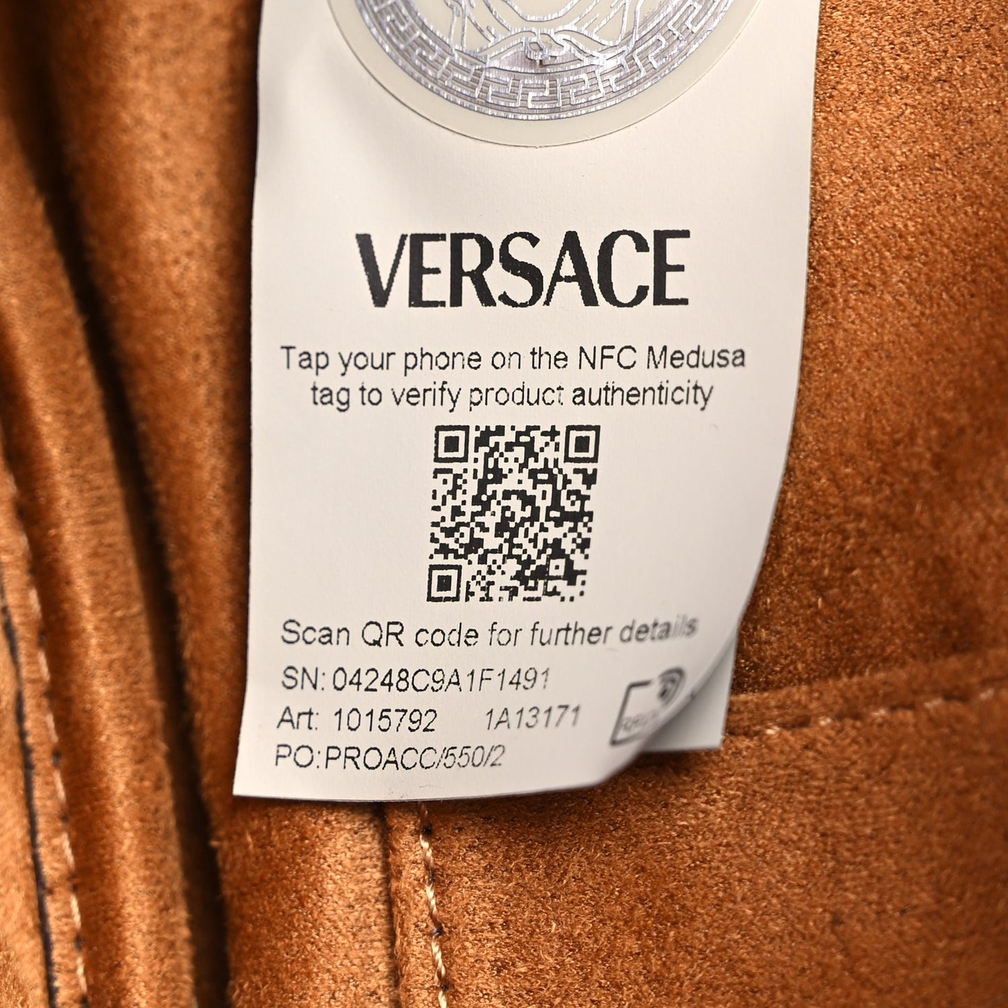 Versace Lambskin Tag Bowling Bag Light Pink