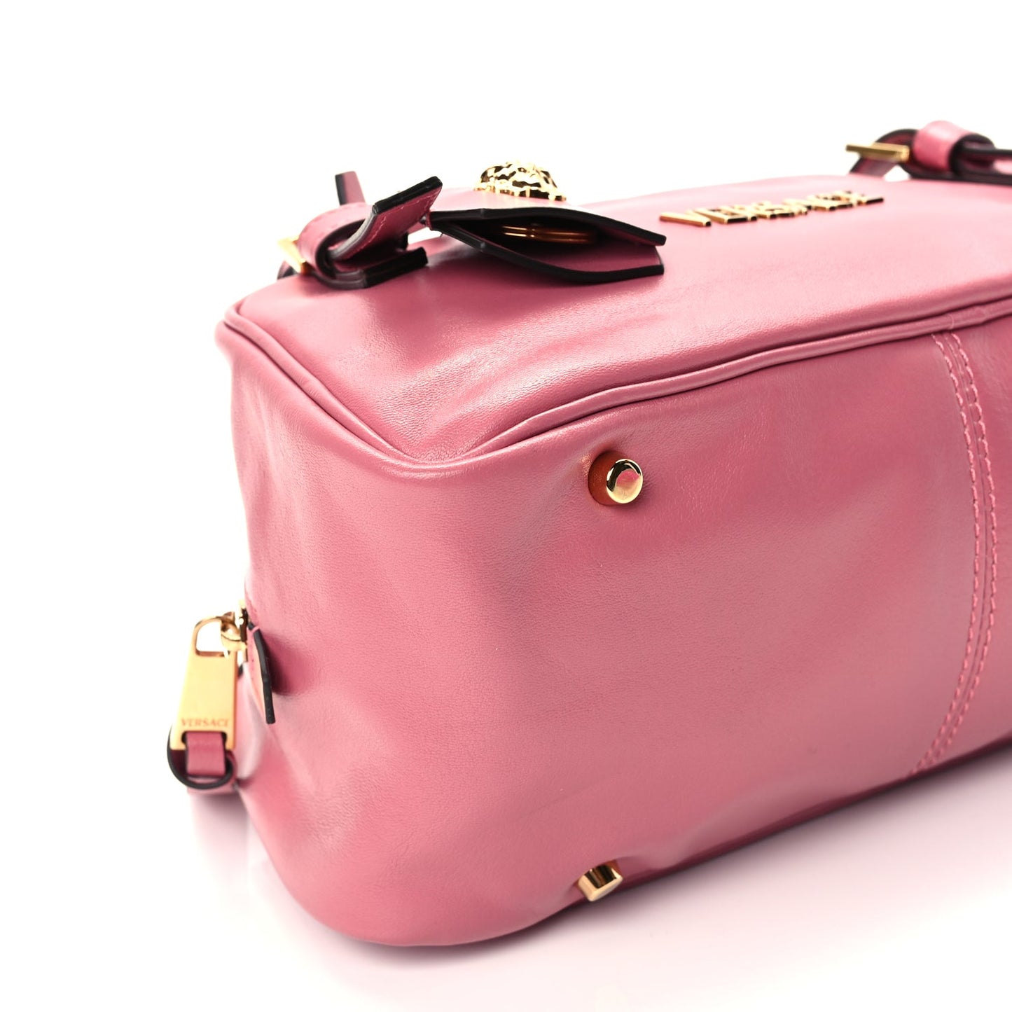 Versace Lambskin Tag Bowling Bag Light Pink