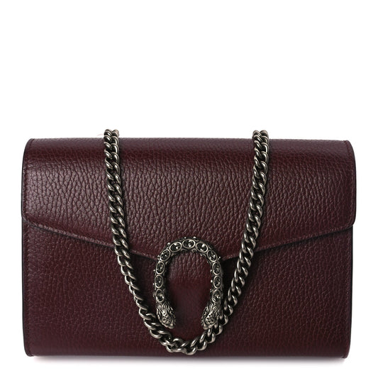 Gucci GUCCI Dollar Calfskin Crystal Mini Dionysus Chain Wallet Vintage Bordeaux Vintage Bordeaux