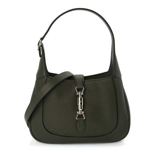 Gucci Grained Calfskin Medium Jackie 1961 Hobo  Forest Green